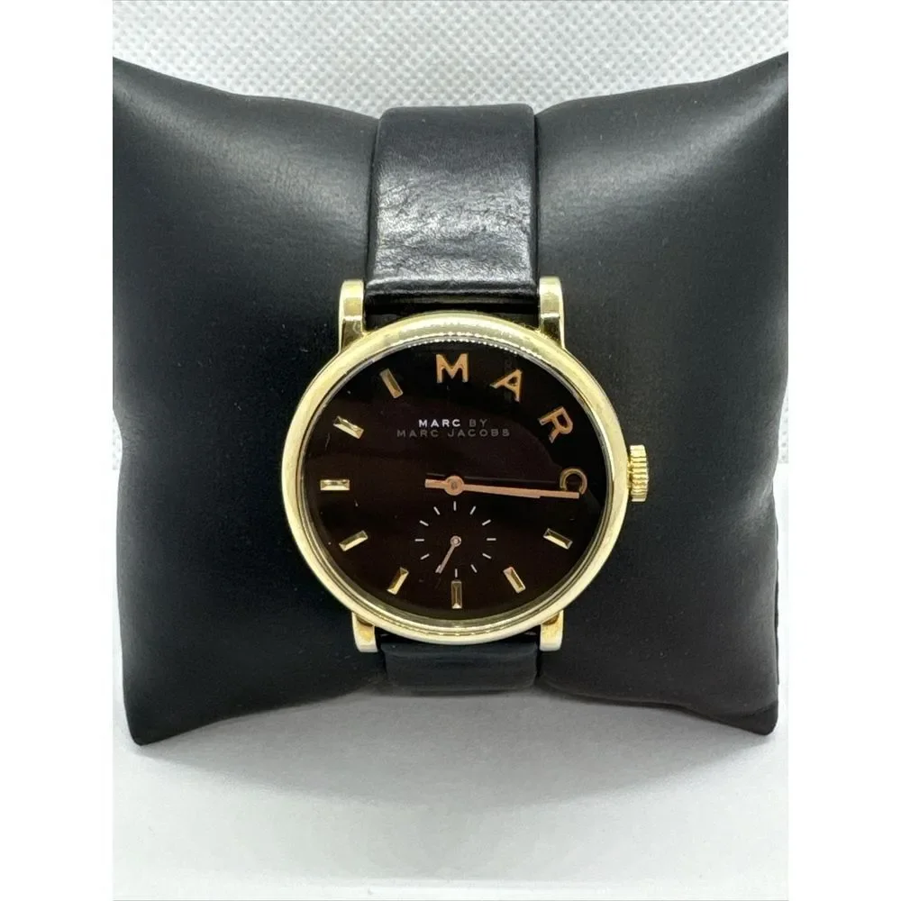 Marc Jacobs MBM1269 Women's Black Leather Analog Dial Quartz Wrist Watch JNA704